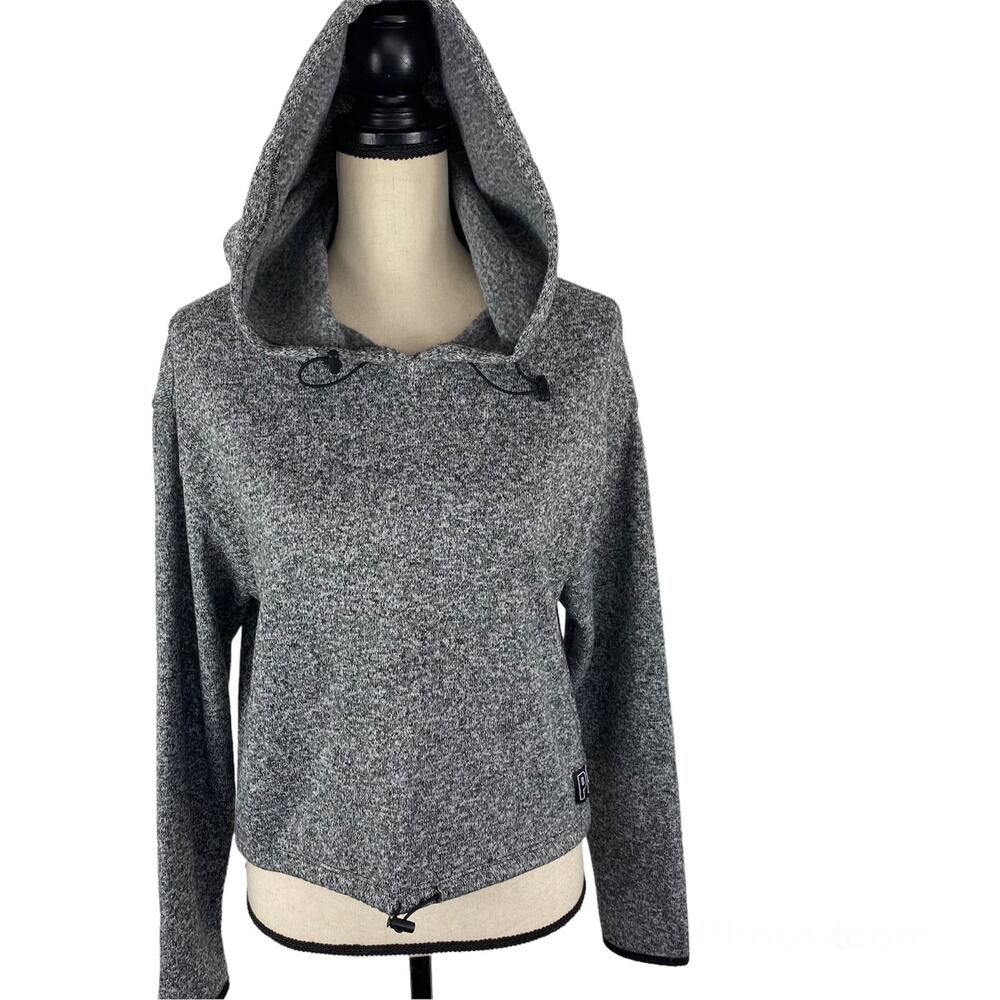 PINK Victoria Secret Crop Hoodie Marled Gray Fleece Lined Womens Sm Sweatshirt - Picture 14 of 14